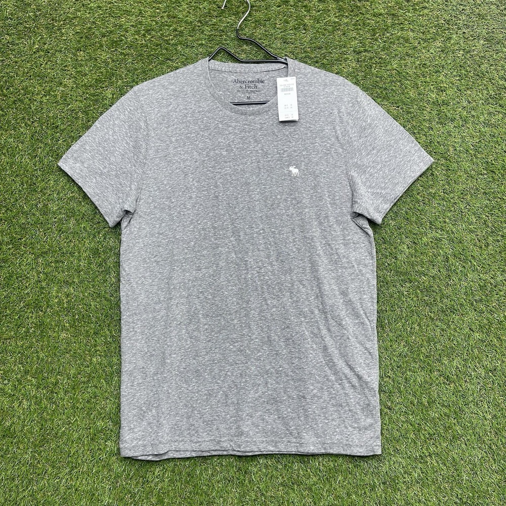 Abercrombie Fitch Shirt Mens Medium Heather Gray Fleece Short Sleeve Crew Neck